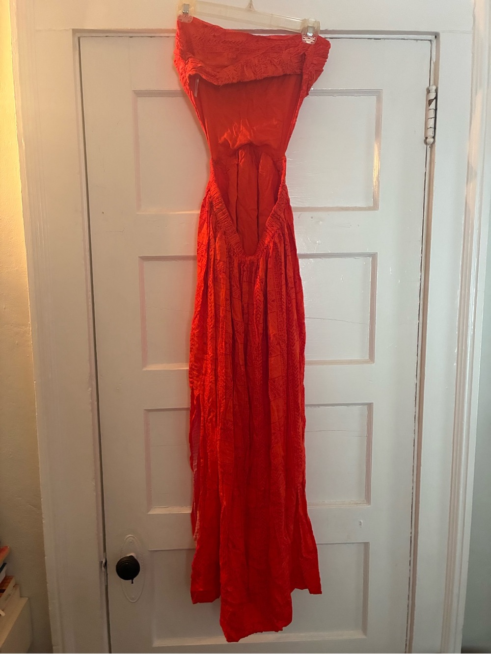 Free People Strapless Orange-Red Maxi Dress - Picture 3 of 4